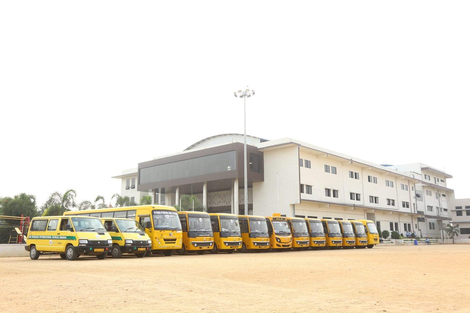 Buses on the Sri Sharada International School campus in Koppal