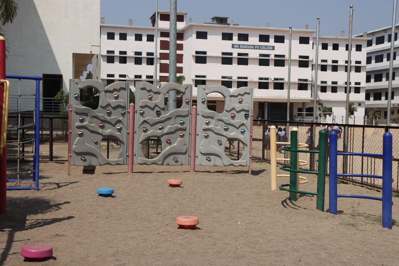 Climbing wall on the Sri Sharada International School campus in Koppal