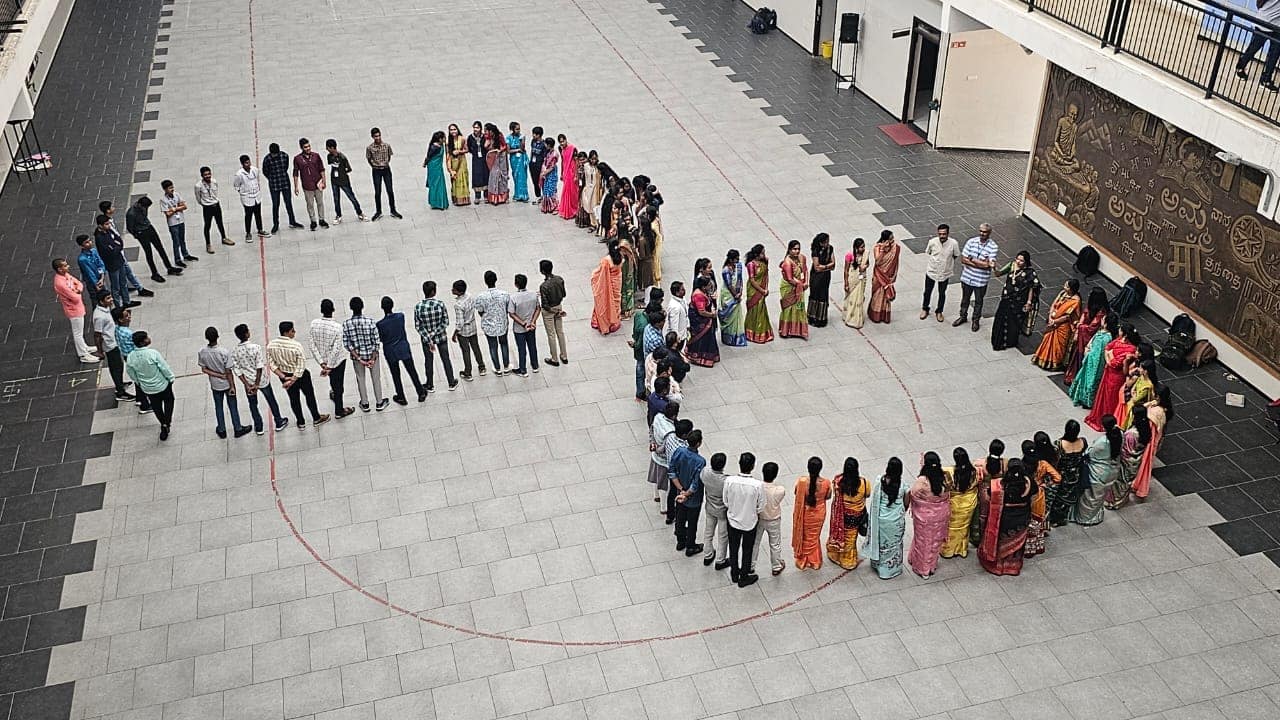 Heart formation celebrations at Sri Sharada International School