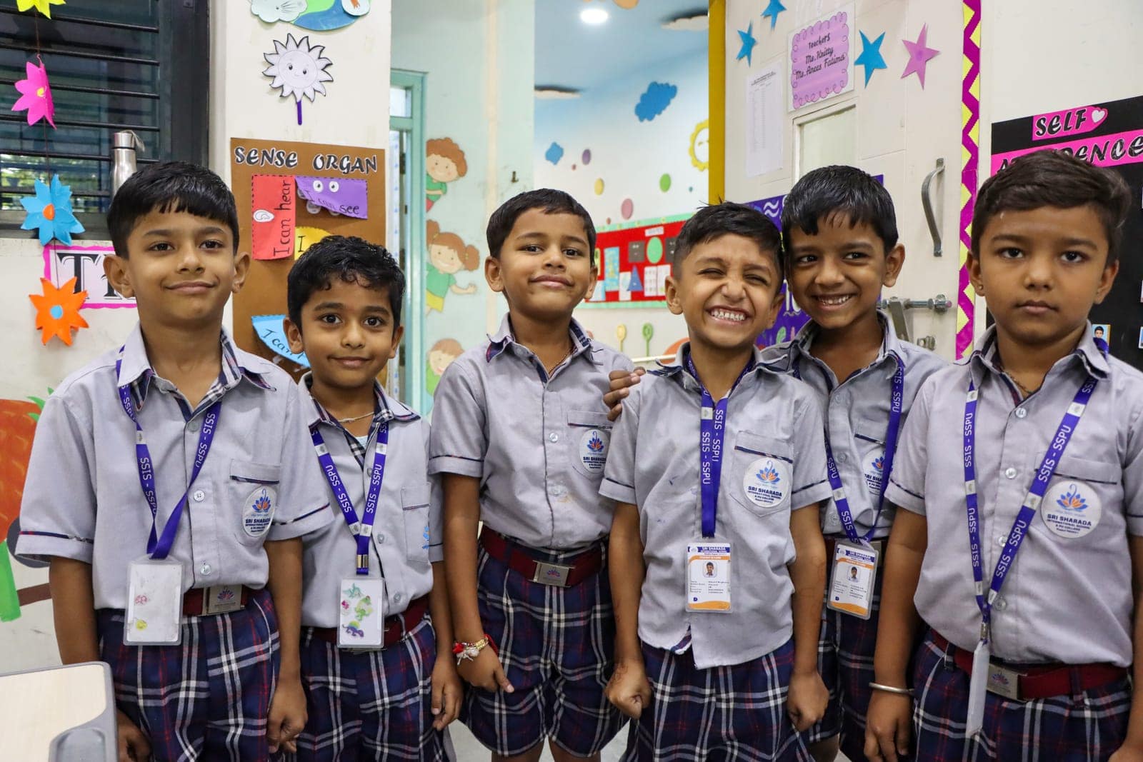 Colour wall crew in a classroom at Sri Sharada International School