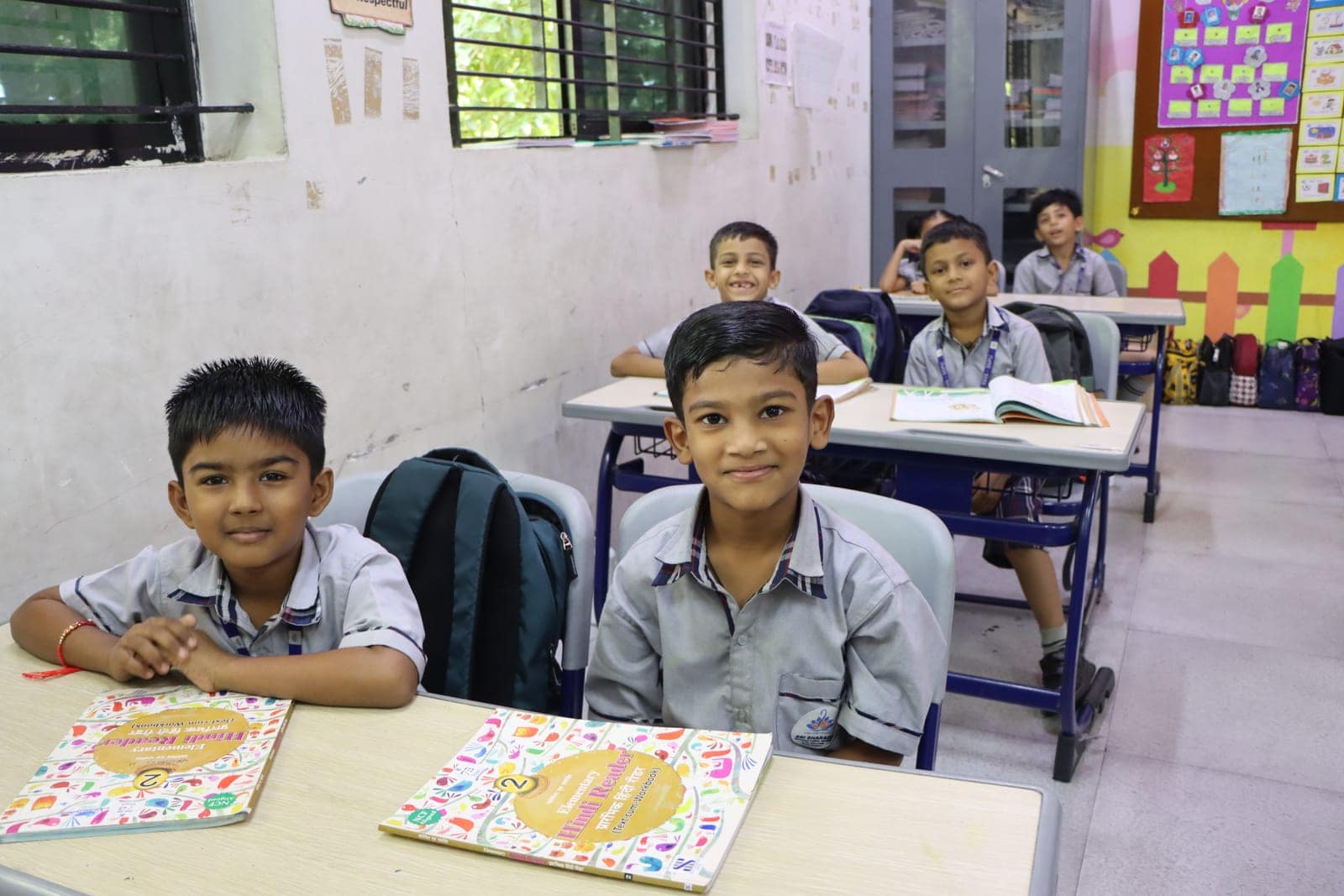 Lesson partners in a classroom at Sri Sharada International School