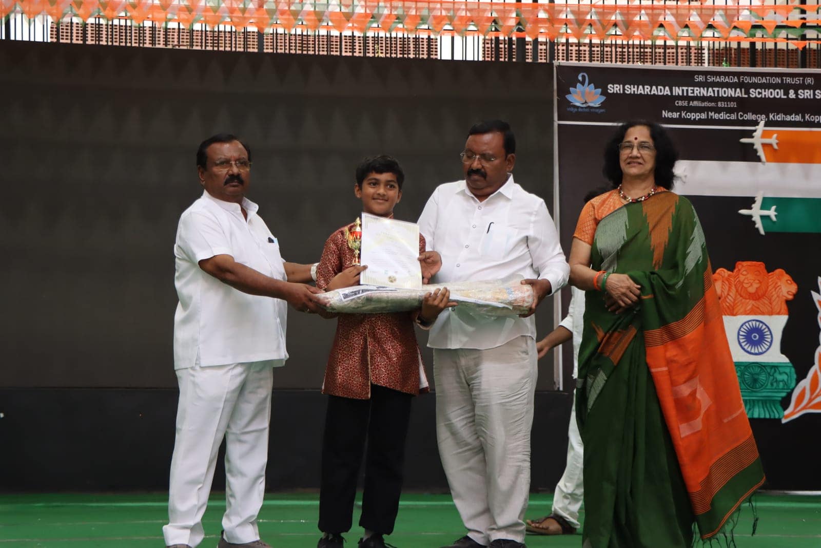 Felicitation certificate — a school event at Sri Sharada International School