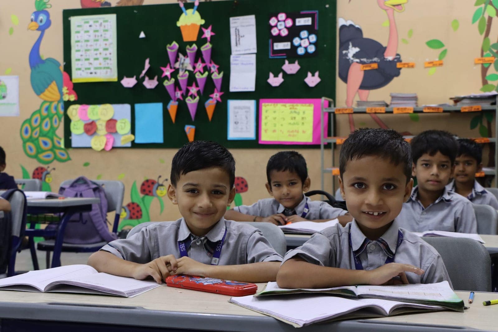 Students learning — Classroom smiles at Sri Sharada International School