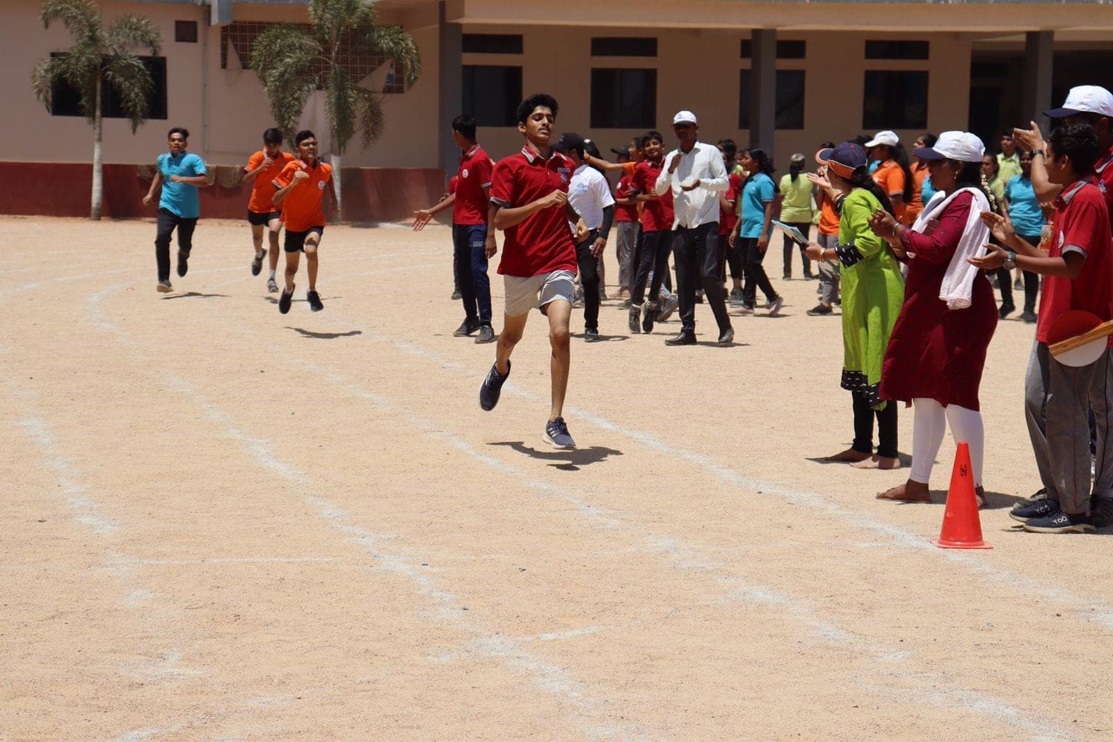 Students playing race finish at Sri Sharada International School