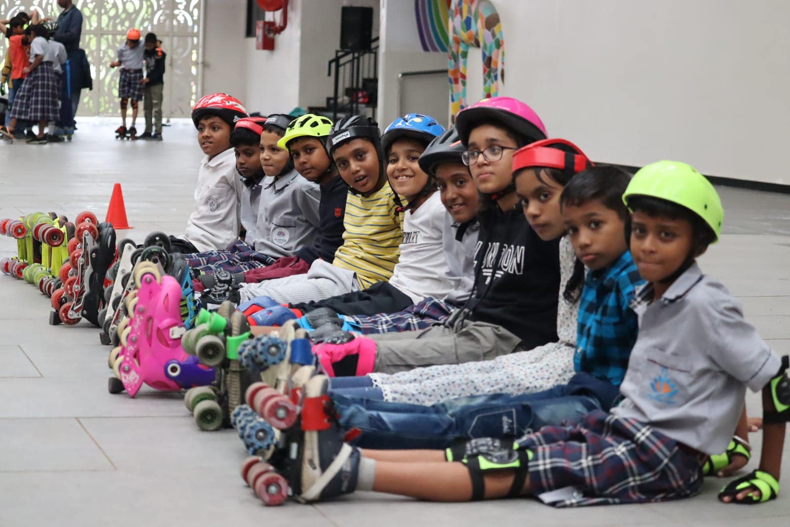 Students playing skating squad at Sri Sharada International School
