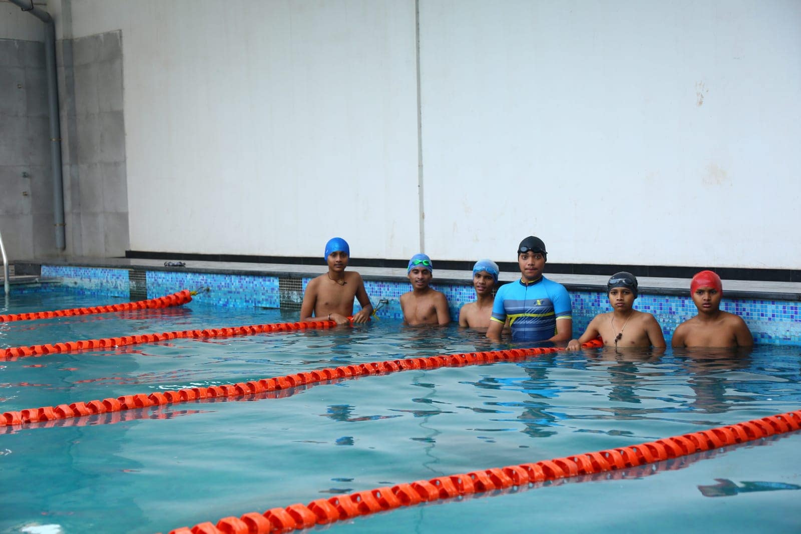 Students playing swim training at Sri Sharada International School