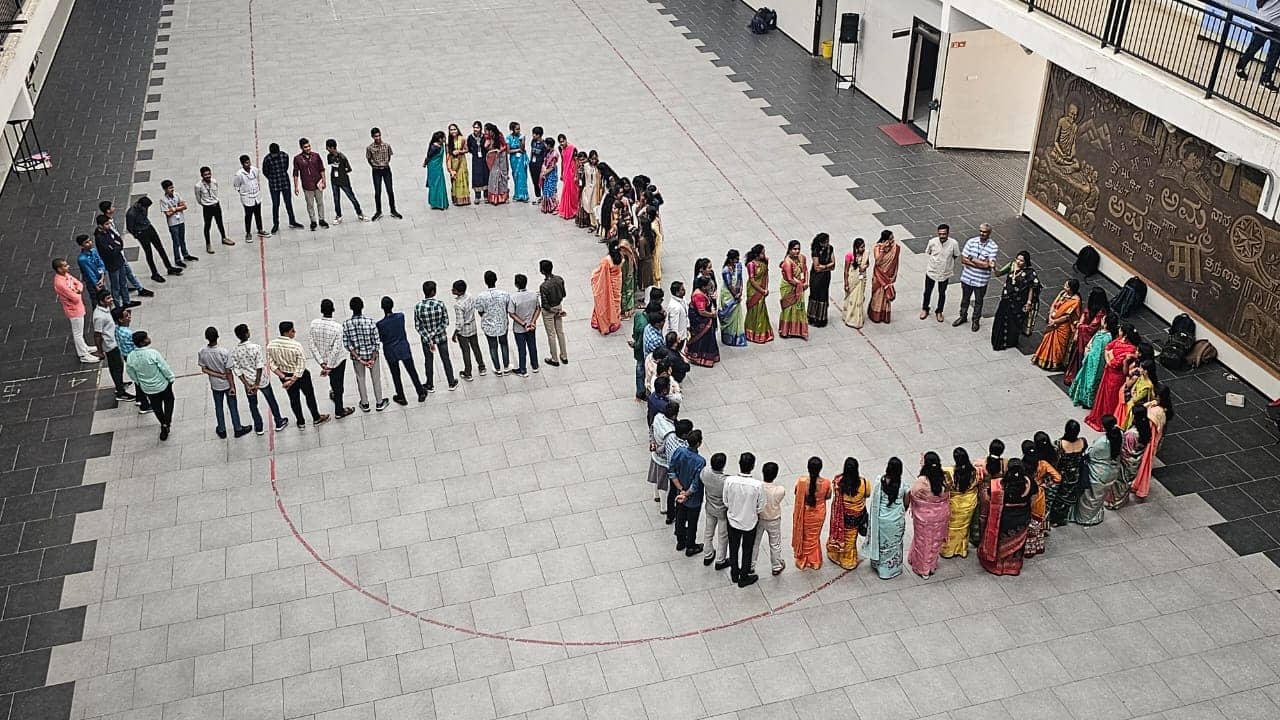 Heart formation celebrations at Sri Sharada International School