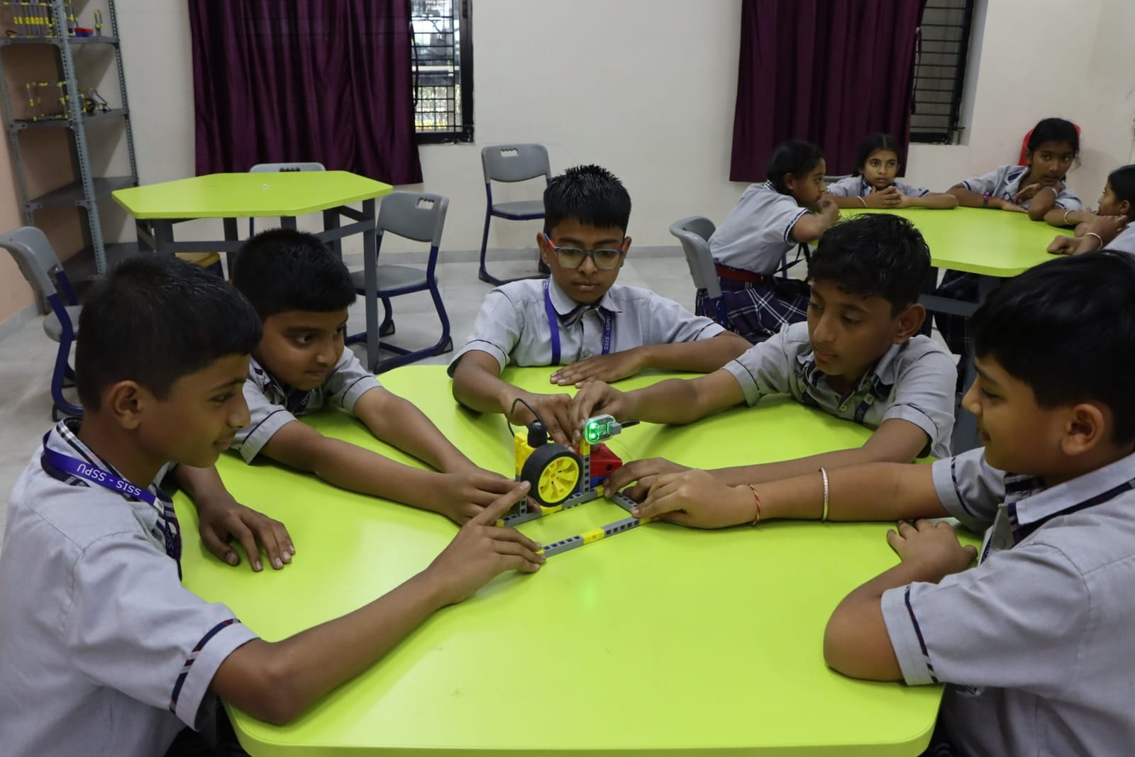 Students learning — Robotics build at Sri Sharada International School