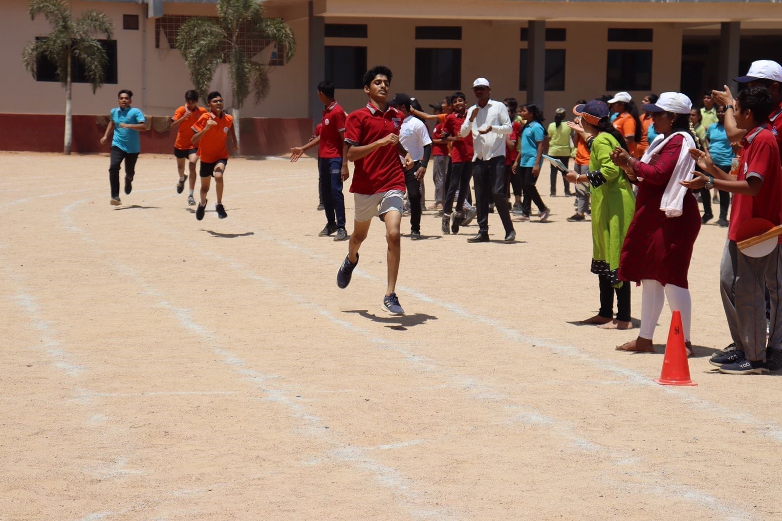 Students playing race finish at Sri Sharada International School