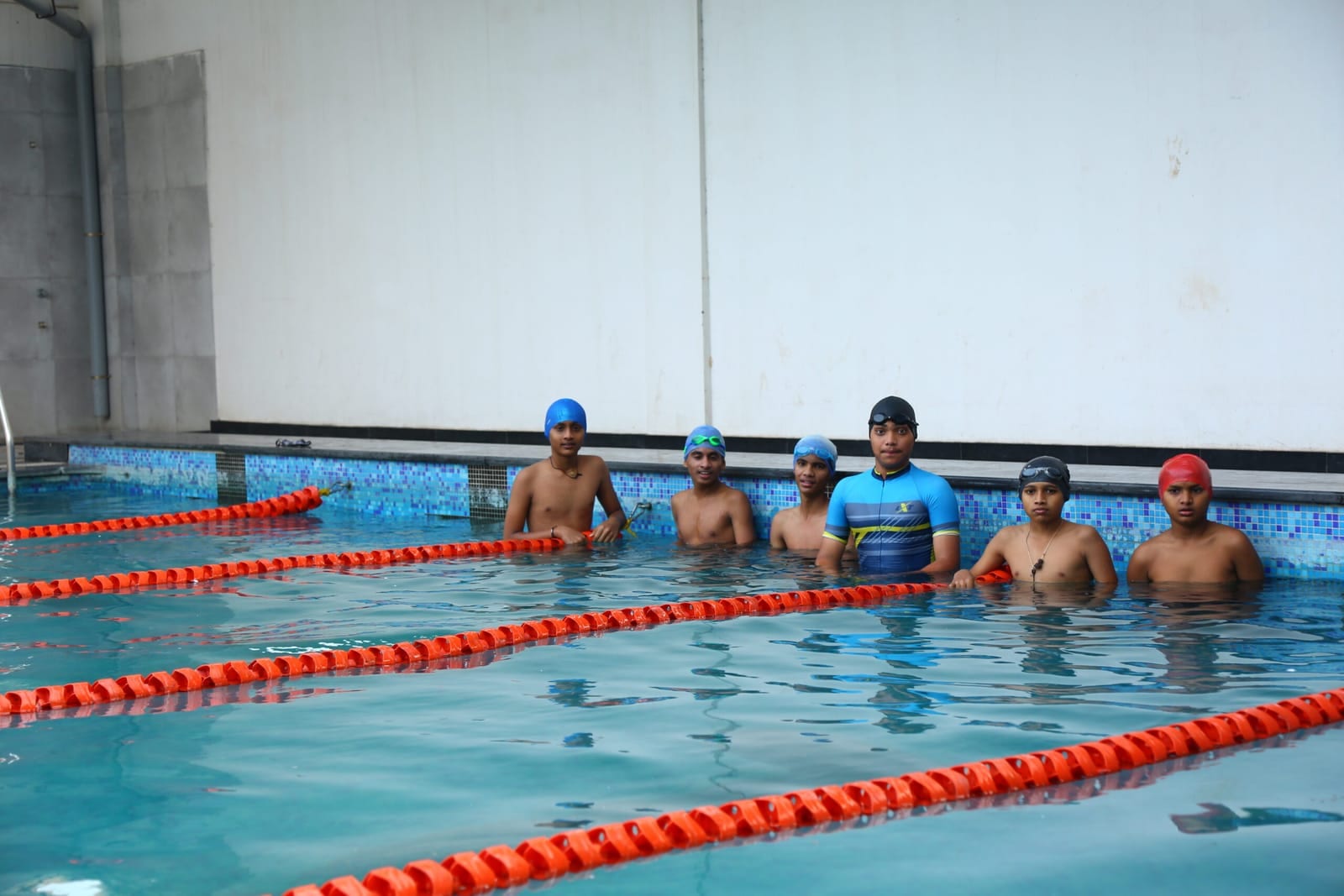 Students playing swim training at Sri Sharada International School